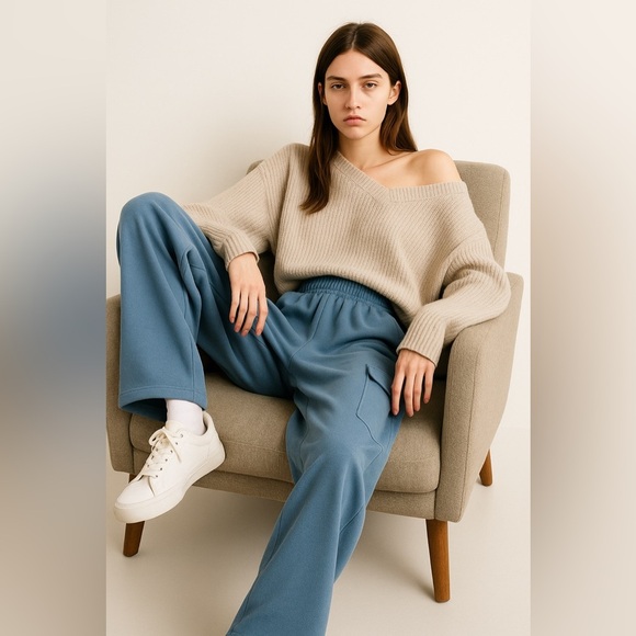 Forever 21 Sky Blue Cargo Pants Casual - Picture 1 of 5